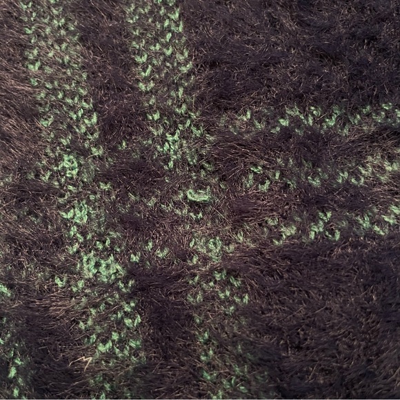 Fuzzy Warm Green + Black Plaid Sweater - Picture 8 of 10